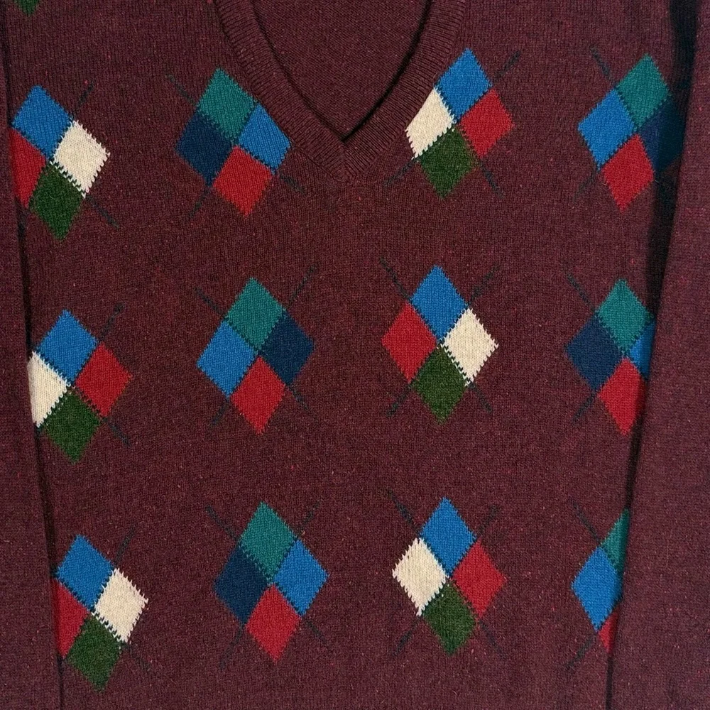 Vintage Preswick & Moore Ireland Made Lambs Wool argyle knit sweater men’s large